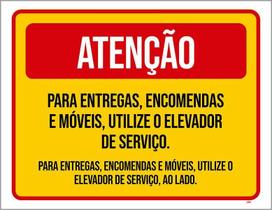 Placa Atenção Entregas Encomendas Móveis Elevador 27X35