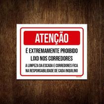 Placa Atenção Extremamente Proibido Lixo Corredores 36X46