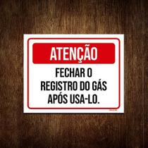 Placa Atenção Fechar Registro Gás Após Uso 18X23 5Un Placa Atenção Fechar Registro Gás Após Uso 18X23 5Un