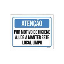 Placa Atenção Higiene Manter Este Local Limpo 36X46
