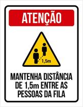 Placa - Atenção Mantenha Distância Na Fila (36X46)