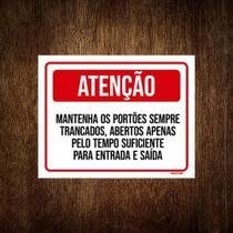 Placa Atenção Mantenha Portões Trancados 18X23