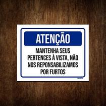 Placa Atenção Mantenha Seus Pertences Á Vista 27x35