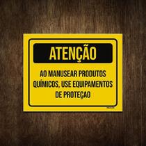 Placa Atenção Manusear Produtos Químicos Use Proteção 18X23 Placa Atenção Manusear Produtos Químicos Use Proteção 18X23