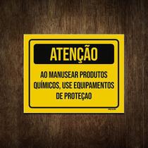 Placa Atenção Manusear Produtos Químicos Use Proteção 18X23 Placa Atenção Manusear Produtos Químicos Use Proteção 18X23