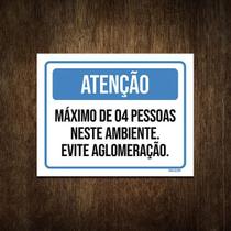 Placa Atenção Máximo De 4 Pessoas Neste Ambiente 27X35