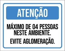 Placa Atenção Máximo De 4 Pessoas Neste Ambiente 27X35