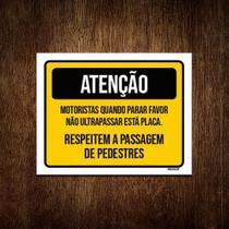 Placa Atenção Motoristas Quando Parar Favor Não 27X35