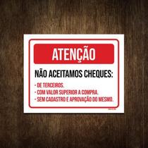 Placa Atenção Não Aceitamos Cheques 18X23