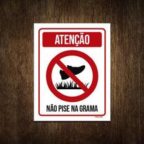 Placa Atenção Não Pise Na Grama 27X35