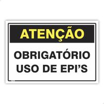Placa Atenção Obrigatório Uso De Epi 30x20 cm Sinalização