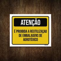 Placa Atenção Proibida Reutilização Embalagem 27X35