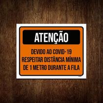 Placa Atenção Respeitar Distância Mínima De 1 Metro 36X46