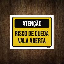 Placa Atenção Risco Queda Vala Aberta 18X23