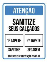 Placa Atenção Sanitize Seus Calçados Tapete 18X23