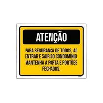 Placa Atenção Segurança Porta Portões Fechados 18X23