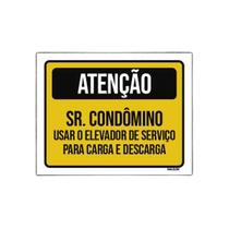 Placa Atenção Sr Condômino Usar Elevador Serviço 18X23