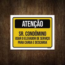 Placa Atenção Sr Condômino Usar Elevador Serviço 36X46