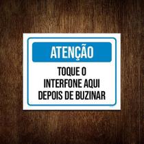 Placa Atenção Toque Inferfone Aqui Depois De Buzinar 36X46