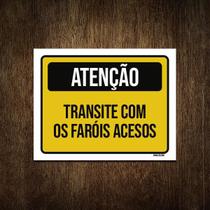 Placa Atenção Transite Com Faróis Acesos 36X46