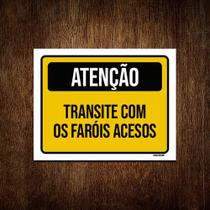 Placa Atenção Transite Com Faróis Acesos 36x46