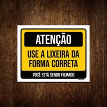 Placa Atenção Use Lixeira Forma Correta Filmado 18X23