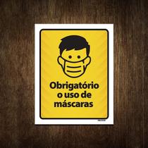 Placa Atenção Uso Obrigatório De Máscara Proteção 18X23
