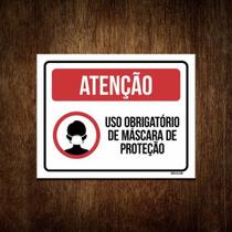 Placa - Atenção, Uso Obrigatório Máscara De Proteção 27x35