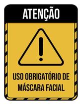 Placa Atenção Uso Obrigatório Máscara Facial 36X46