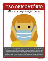 Placa Atenção Uso Obrigatório Máscara Proteção Facial 18X23