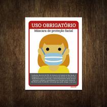 Placa Atenção Uso Obrigatório Máscara Proteção Facial 36X46