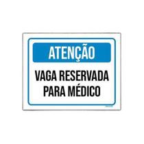 Placa Atenção Vaga Reservada Para Médico 18x23cm 5un Placa Atenção Vaga Reservada Para Médico 18x23cm 5un