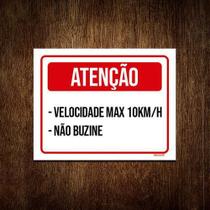 Placa Atenção Velocidade Máxima Não Buzine 18x23 10un Placa Atenção Velocidade Máxima Não Buzine 18x23 10un