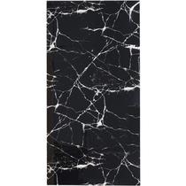 Placa autoadesiva para parede mármore preto com detalhes brancos 30x60