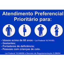 Placa Aviso Atendimento Preferencial 30cmx20cm PVC
