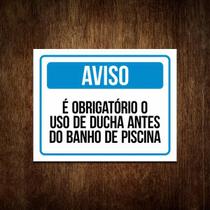 Placa Aviso - É Obrigatório Uso De Ducha Antes Piscina 27X35