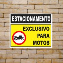 Placa Aviso Estacionamento Exclusivo Motos Chapa Plástica Placa Aviso Estacionamento Exclusivo Motos Chapa Plástica