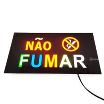 Placa Aviso Não Fumar Letreiro Luminoso Neon Painel Led Fluorescente DS3476G