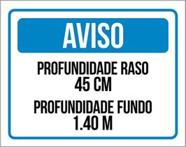 Placa Aviso - Profundidade Piscina Raso E Fundo (27X35)