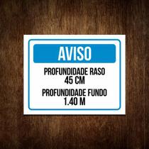 Placa Aviso - Profundidade Piscina Raso E Fundo (36X46)