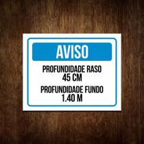 Placa Aviso - Profundidade Piscina Raso E Fundo