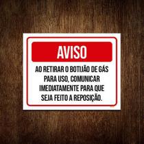 Placa Aviso Retirar Botijão De Gás Comunicar 18x23cm 10un