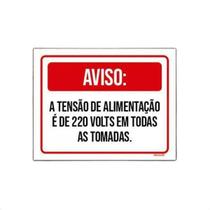 Placa Aviso Tensão Alimentação 220V Todas Tomadas 18x23 5un Placa Aviso Tensão Alimentação 220V Todas Tomadas 18x23 5un