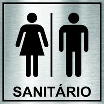 Placa Banheiro Aço Inox Escovado 20x20cm Gravado Preto/Colorido