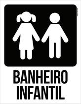 Placa Banheiro Infantil - Menino E Menina Placa Branca 36X46