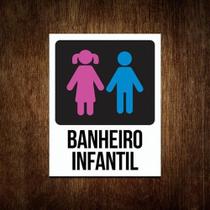 Placa Banheiro Infantil - Menino E Menina - Placa Colorida
