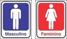 Placa Banheiro Masculino E Feminino Wc Sanitário 20x15 Ps
