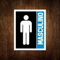 Placa Banheiro Masculino - Sinalização Toilet Atenção Faixa