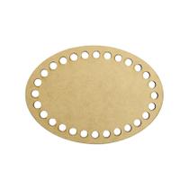 Placa Base Oval Cesto Fio de Malha Croche 15x10,6 Mdf Madeira