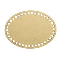 Placa Base Oval Cesto Fio de Malha Croche 25x20 Mdf Madeira